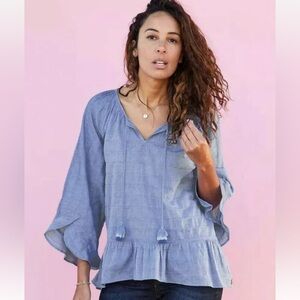 Matilda Jane Pretty Thing cotton pop over tunic NWT boho tassels ruffle summer S